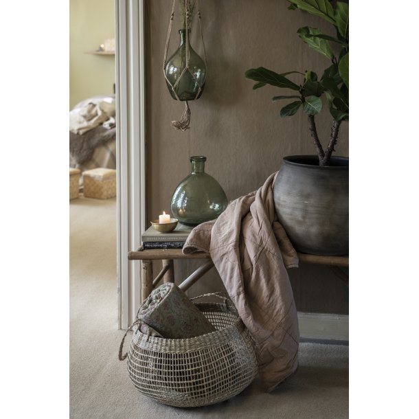 Quilt oliven med blomstermnster