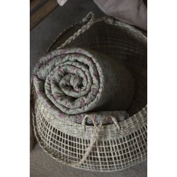 Quilt oliven med blomstermnster