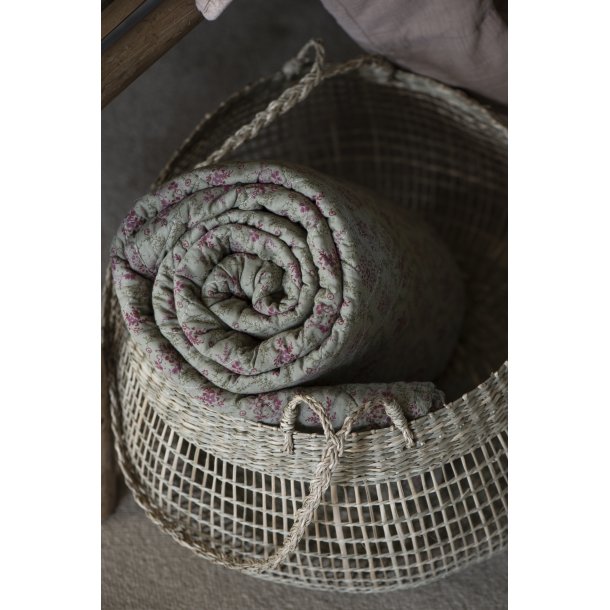 Quilt oliven med blomstermnster